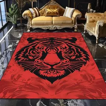 Ковер с рисунком головы тигра, большой коврик для гостиной, дивана, удобный мягкий коврик для спальни, моющийся коврик для балкона 60x90cm 23.6x35.4in