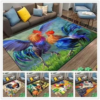 Ковер с рисунком петуха и курицы, украшение для гостиной, коврики для спальни, дивана, коврика для двери, нескользящий коврик для домашнего журнального столика 40x60cm