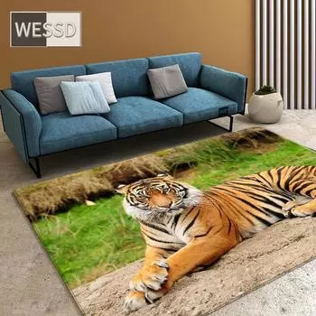 Ковер с тигром для украшения гостиной, 3D напольный коврик с изображением диких животных в прихожей, мягкий ковер для спальни, прикроватный коврик для дома 40x60cm 1pcs