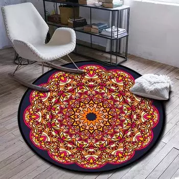 Ковер в этническом стиле для гостиной, журнального столика, напольный коврик с принтом, для спальни, кабинета, круглый ковер, декоративный ковер с мандалой 40cm