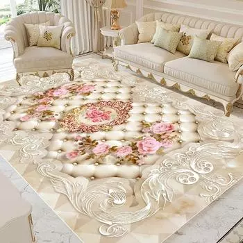 Ковер в европейском стиле светлого цвета для украшения гостиной, домашний моющийся роскошный ковер для комнат, нескользящий коврик для входной двери 60x90cm 23.6x35.4in
