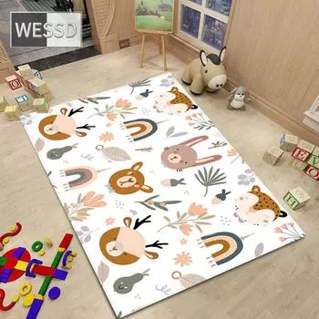 Ковер в скандинавском стиле, ковер с мультяшными животными для спальни, кавайный ковер для комнаты, нескользящий 40x60cm 1pcs