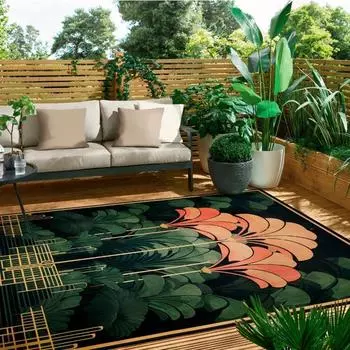 Ковер в стиле ар-деко для улицы, ковер с цветочным узором для любителей природы, пышный зеленый сад, оазис, декор пола, нескользящий ковер для балкона 40X60cm-16x24in