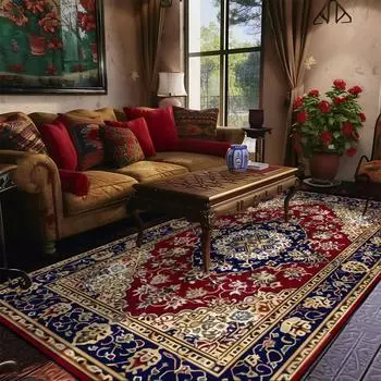 Ковер в стиле ретро в персидском стиле для гостиной, украшение дома, коврик для журнального столика, мягкий, нескользящий, для спальни, прикроватный, моющийся 60x90cm door mat
