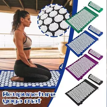 Коврик для акупрессуры с подушкой. Набор для акупрессуры от болей в спине и шее, способствует кровообращению и снимает напряжение, с сумкой для переноски для мужчин и женщин.