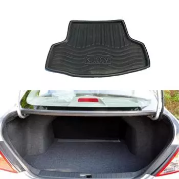 Коврик для багажника автомобиля Nissan Sunny Almera Latio Versa N17 2011~2019 Водонепроницаемый коврик для пола, аксессуары для багажника чёрный