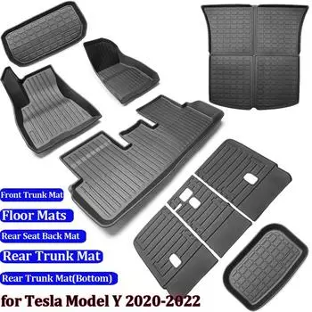 Коврик для багажника Tesla Model Y 2023, полный комплект, всепогодный 3D противоскользящий водонепроницаемый коврик для пола, аксессуары