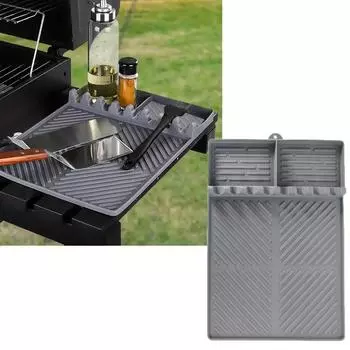 Коврик для барбекю, силиконовая защитная накладка, антипылевая чистящая накладка, тарелка для барбекю, прихватка, масло для духовки, аксессуары для барбекю на открытом воздухе 1PCS серый