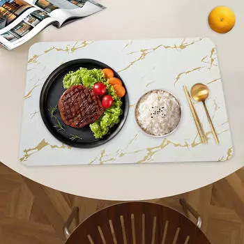 Коврик для чашки и кружки кухонный столовый коврик диатомовая грязь многоразовый 30смx40см обеденный стол место тарелка Gold