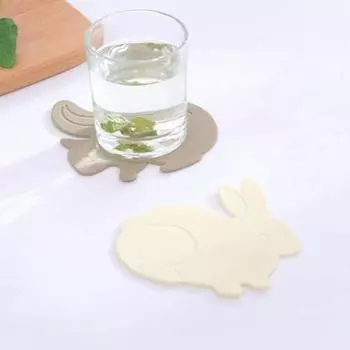 Коврик для чашки, практичный гибкий нескользящий коврик для чашки, креативная подставка для столовых приборов в виде белки/кролика, подставка под чашку, подставка под чашку для кухни Rabbit