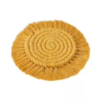 Коврик для чашки с высокой впитывающей способностью, плетеная подставка для напитков, однотонная термостойкая многоразовая тканая подставка для чашки жёлтый