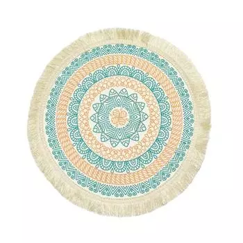 Коврик для чашки Yousheng Красивая тонкая работа Нескользящий богемный стиль Скандинавский стиль Теплоизоляция Полиэстер Хлопок Коврик для обеденного стола Подставка для подставок 16 cm E