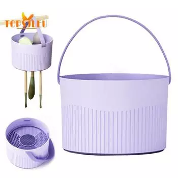 Коврик для чистки кистей для макияжа 2-в-1 с держателем для сушки кистей - миска для чистки косметических кистей, средство для мытья губки и пудры фиолетовый