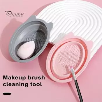 Коврик для чистки кистей для макияжа, подвесная сетка для сушки, складной силиконовый очиститель для кистей для макияжа, чистящая подушечка, чаша с сетчатой сушилкой C