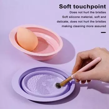 Коврик для чистки кистей для макияжа, подвесная сетка для сушки, складной силиконовый очиститель для кистей для макияжа, чистящая подушечка, чаша с сетчатой сушилкой