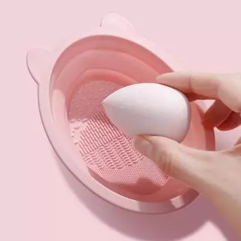 Коврик для чистки кистей для макияжа, подвесная сетка для сушки, складной силиконовый очиститель для кистей для макияжа, чистящая подушечка, чаша с сетчатой сушилкой