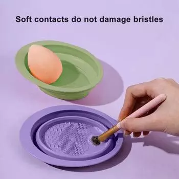 Коврик для чистки кистей для макияжа Складной силикон Эффективная очистка Простота в использовании Экологичная складная чаша для скраба для кистей большой площади фиолетовый