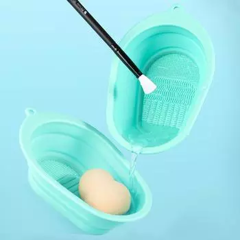 Коврик для чистки кистей DUcare, чистящий коврик для кистей для макияжа, скруббер, складной инструмент для мытья, косметическая кисть, чаша для чистки кистей, подушечка для чистки кистей Brush Cleaning Mat зелёный