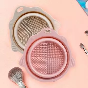 Коврик для чистки кистей Различный дизайн шестерен с отверстием для подвешивания Складная силиконовая чаша для чистки кистей Скруббер для домашнего использования розовый