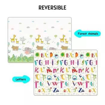 Коврик для детских игр, напольный коврик, большие детские коврики для ползания, 71 x 47 дюймов, водонепроницаемый, двусторонний, складной Type D