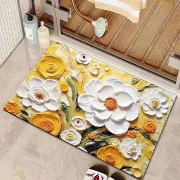 Коврик для диатомовой грязи в стиле масляной живописи, 3D, визуальный стерео коврик для ванной, быстросохнущий, впитывающий, нескользящий коврик для дома 40 * 60cm