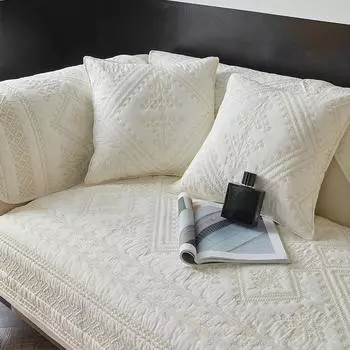 Коврик для дивана из чистого хлопка в скандинавском стиле с вышивкой крестом Современный минималистичный противоскользящий всесезонный универсальный диван-полотенце из смываемого водой хлопкового чехла для дивана 45*45cm pillowcase 1pcs