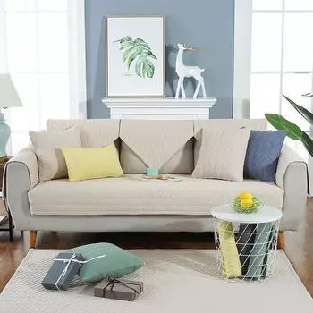 Коврик для дивана из хлопка в скандинавском стиле, однотонный, сезонный, универсальный, противоскользящий, подушка для эркера, минималистичный, клетчатый чехол для дивана 1seater 70x70cm