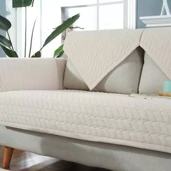 Коврик для дивана из хлопка в скандинавском стиле, универсальная противоскользящая подушка для дивана на все четыре сезона, минималистичный клетчатый чехол для мебели с защитой от пыли 1seater 70x70cm