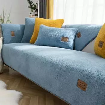 Коврик для дивана из овечьей шерсти, противоскользящий, модный, плюшевый, в форме буквы L, чехол для углового сиденья, зимняя теплая подушка для дивана, полотенце для гостиной 70x70