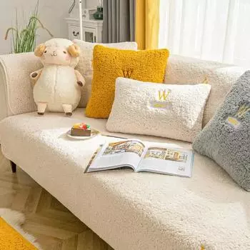 Коврик для дивана из плюша Winter Lamb, толстый плюш, мягкая теплая подушка для сиденья, для гостиной, высококачественные однотонные противоскользящие модные чехлы для дивана 70x70cm 1pcs