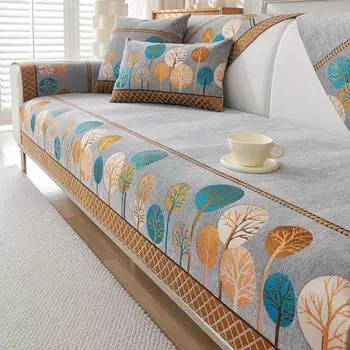 Коврик для дивана из шенилла Full Moon Tree, нескользящий однотонный диван, универсальный чехол для дивана на все времена, жаккардовая комбинированная подушка для дивана 70x70