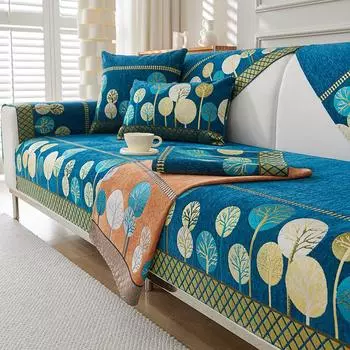 Коврик для дивана из шенилла Full Moon Tree, нескользящий однотонный диван, универсальный чехол для дивана на все времена, жаккардовая комбинированная подушка для дивана 80x240