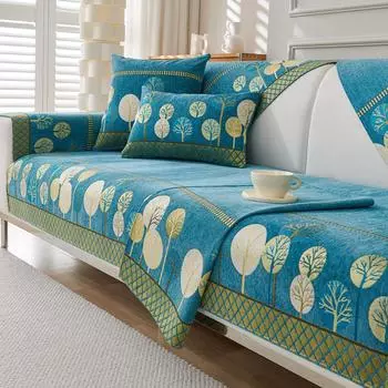 Коврик для дивана из шенилла Full Moon Tree, нескользящий однотонный диван, универсальный чехол для дивана на все времена, жаккардовая комбинированная подушка для дивана 70x70