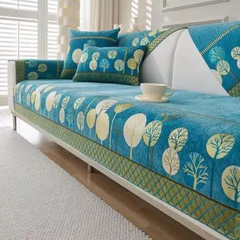 Коврик для дивана из шенилла Full Moon Tree, нескользящий однотонный диван, универсальный чехол для дивана на все времена, жаккардовая комбинированная подушка для дивана 70x70