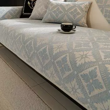 Коврик для дивана из шениллового жаккарда Four Seasons Universal Anti Slip Leather Sofa Cover All Inclusive Universal Backrest French Sofa Mat 70x70cm 1pcs