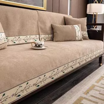 Коврик для дивана из синели с вышивкой, противоскользящее утолщенное полотенце на спинку, украшение для дома, гостиной, пылезащитная стеганая подушка 70x70cm 1pcs