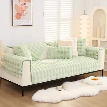 Коврик для дивана с плюшем в виде кролика, мягкий, утолщенный, подушка для дивана, зимнее, морозостойкое, нескользящее полотенце для дивана в гостиной, Г-образный диван 70x70cm 1pc белый