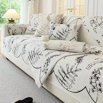 Коврик для дивана с весенним цветочным и листовым узором можно использовать для защиты от скольжения в любое время года, в спальне, офисе, Backrest70X70cm зелёный