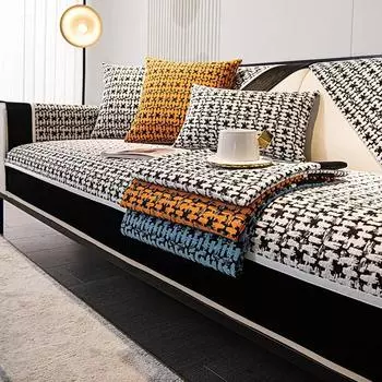 Коврик для дивана Thousand Bird Grid Split Joint, чехол для дивана из шенилла, всесезонный универсальный коврик для дивана, нескользящий чехол для дивана для гостиной и дома 70x70cm 1pcs