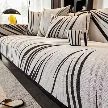 Коврик для дивана в полоску из шенилла, универсальная подушка для дивана Four Seasons, нескользящий чехол для дивана в форме буквы L, коврик для дивана в гостиной, светлый, роскошный 70x70cm 1pcs