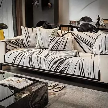 Коврик для дивана в полоску из шенилла, легкий, роскошный, универсальный, подушка для дивана, нескользящий, Г-образный чехол для дивана, гостиная 70x70