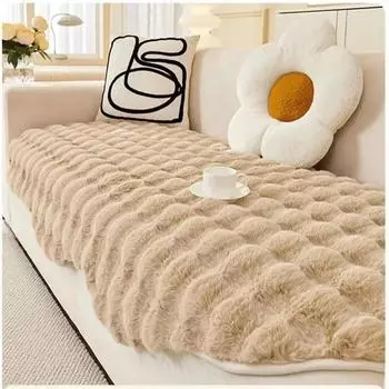 Коврик для дивана в скандинавском стиле неправильной формы, утолщенный плюшевый кролик, полотенце для дивана, однотонный мягкий чехол для дивана для гостиной, декор для дивана A 90x90