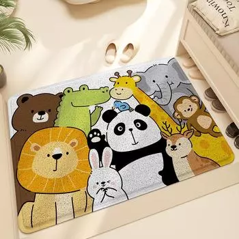 Коврик для дома из ПВХ с изображением животных из мультфильма, грязеотталкивающий, проволочное кольцо, противоскользящий коврик для входной двери 60 * 90Cm (edge pressing)