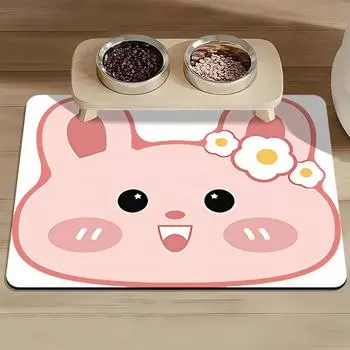 Коврик для домашних животных, коврик для кошек, коврик для собак, коврик для миски для кошек, моющийся, впитывающий, нескользящий, без запаха и легко чистится 30*40cmTPR2.5MM