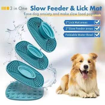 Коврик для домашних животных складной силиконовый для кошек и собак с присоской для лизания щенков, корма и питья, переносной коврик для столовых приборов