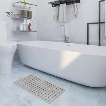 Коврик для душа в ванной, однотонный, можно стирать в стиральной машине, легко чистить, быстросохнущий, нескользящий, с отверстием для слива белый