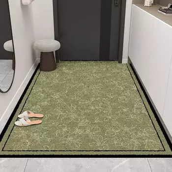 Коврик для двери дома, шелковый, устойчивый к грязи, нескользящий, коврик для двери, износостойкий, зеленый, шелковый, кольцо для крыльца 40 * 60CM [Crystal Fleece]