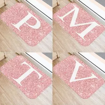 Коврик для двери, домашний напольный коврик, нескользящий ковер для дома, розовый точечный коврик с буквенным узором, ванная комната, кухня, крыльцо, дверной коврик 40x60cm