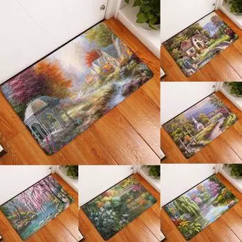 Коврик для двери Крытый коврик для пола Нескользящий коврик Ретро Картина маслом Печать Кухня Входная дверь Коврик 40x60cm