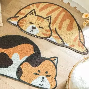 Коврик для двери с изображением мультяшного кота, домашняя дверь, грязь, пыль, шелковый коврик для пола, который можно разрезать, коврик для ног 40 * 60Cm